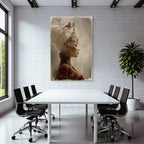 Stylisierte Portait Einer Frau Mit Kronen Haarschmuck Elegante Gestaltung