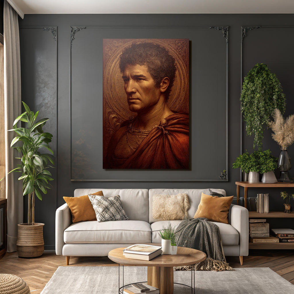Stylisierte Portraet Eines Historischen Mannes Mit Em Erscheinungsbild
