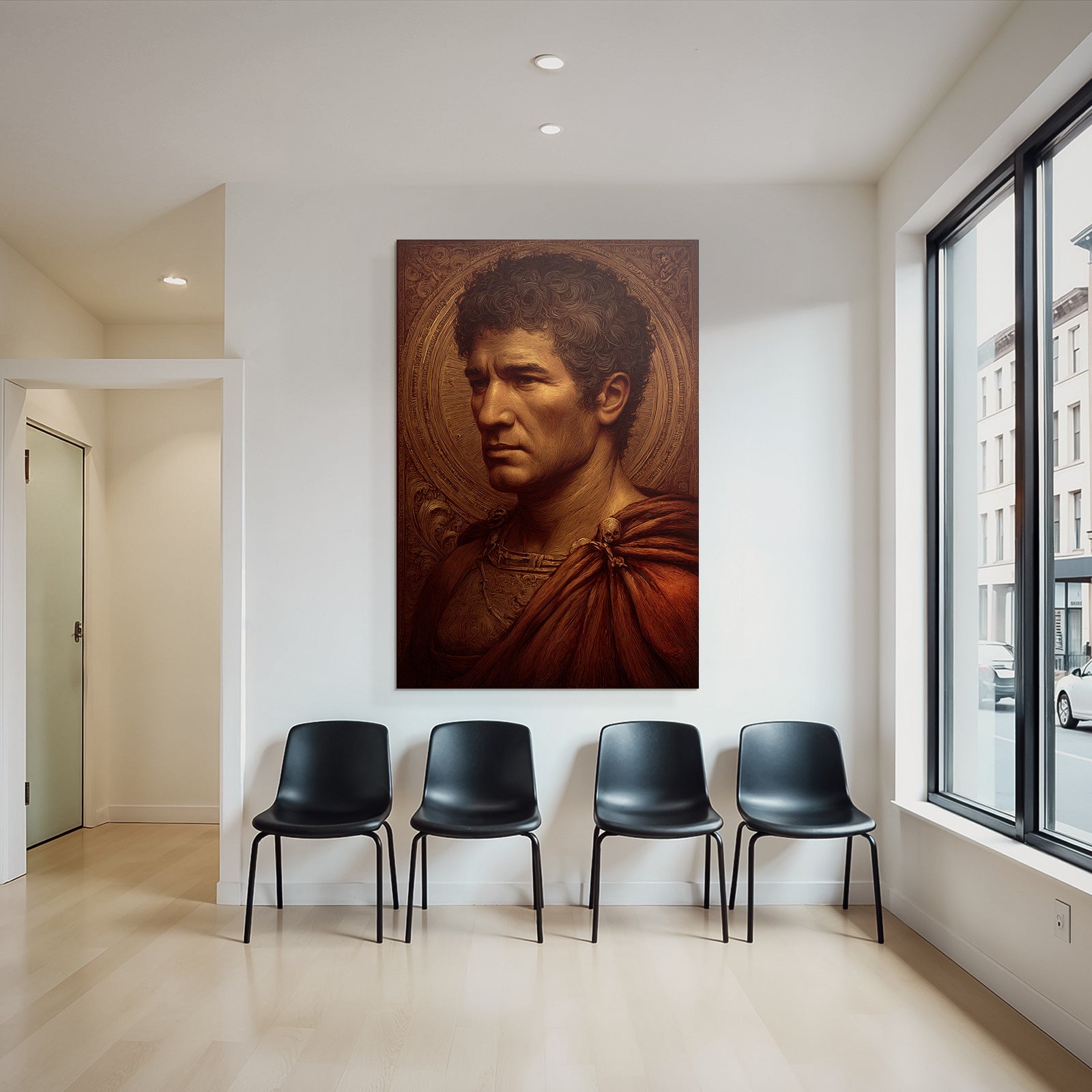 Stylisierte Portraet Eines Historischen Mannes Mit Em Erscheinungsbild