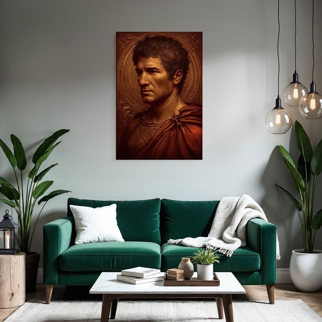 Stylisierte Portraet Eines Historischen Mannes Mit Em Erscheinungsbild