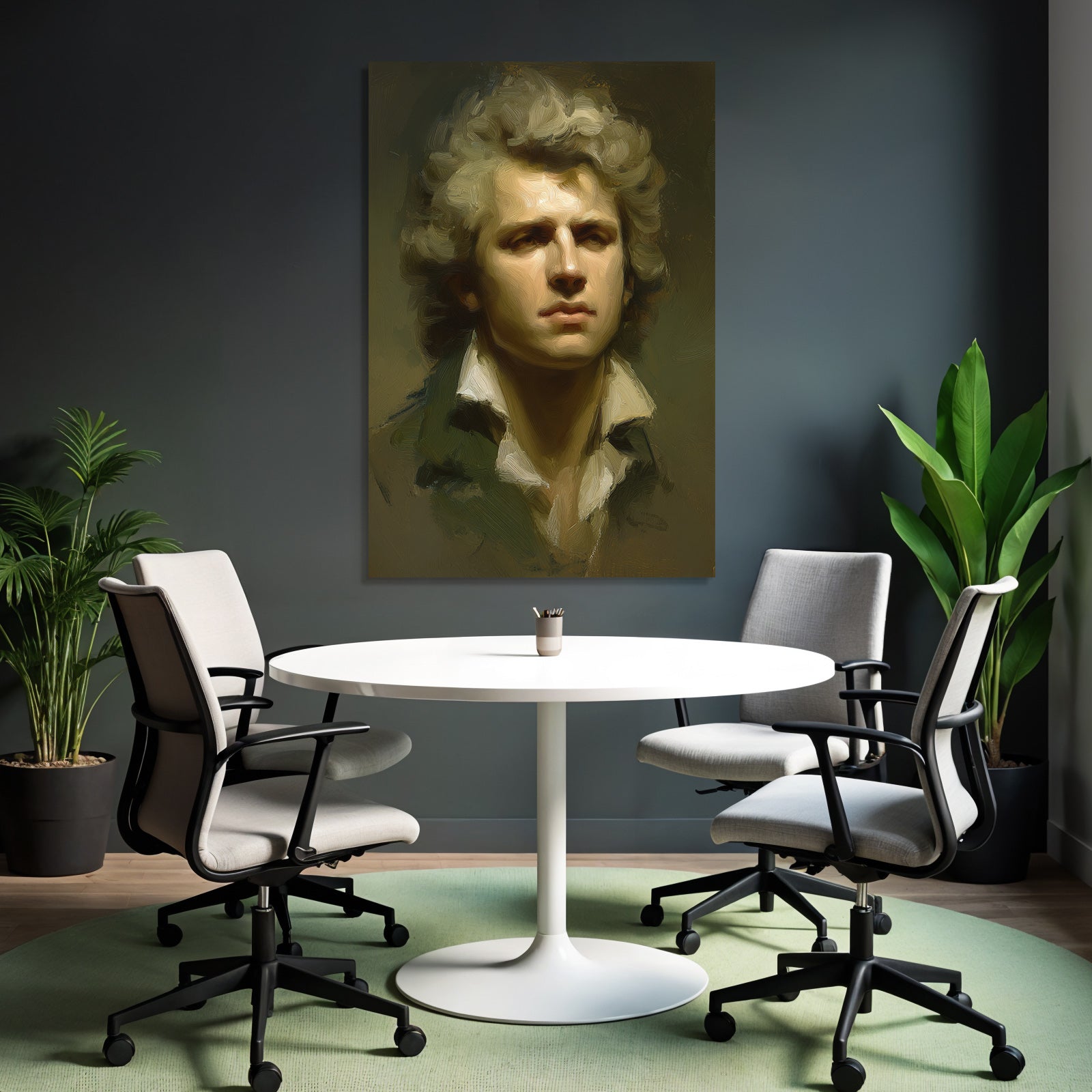 Stylisierte Portrait Eines Jungen Mannes Mit Intensivem Ausdruck
