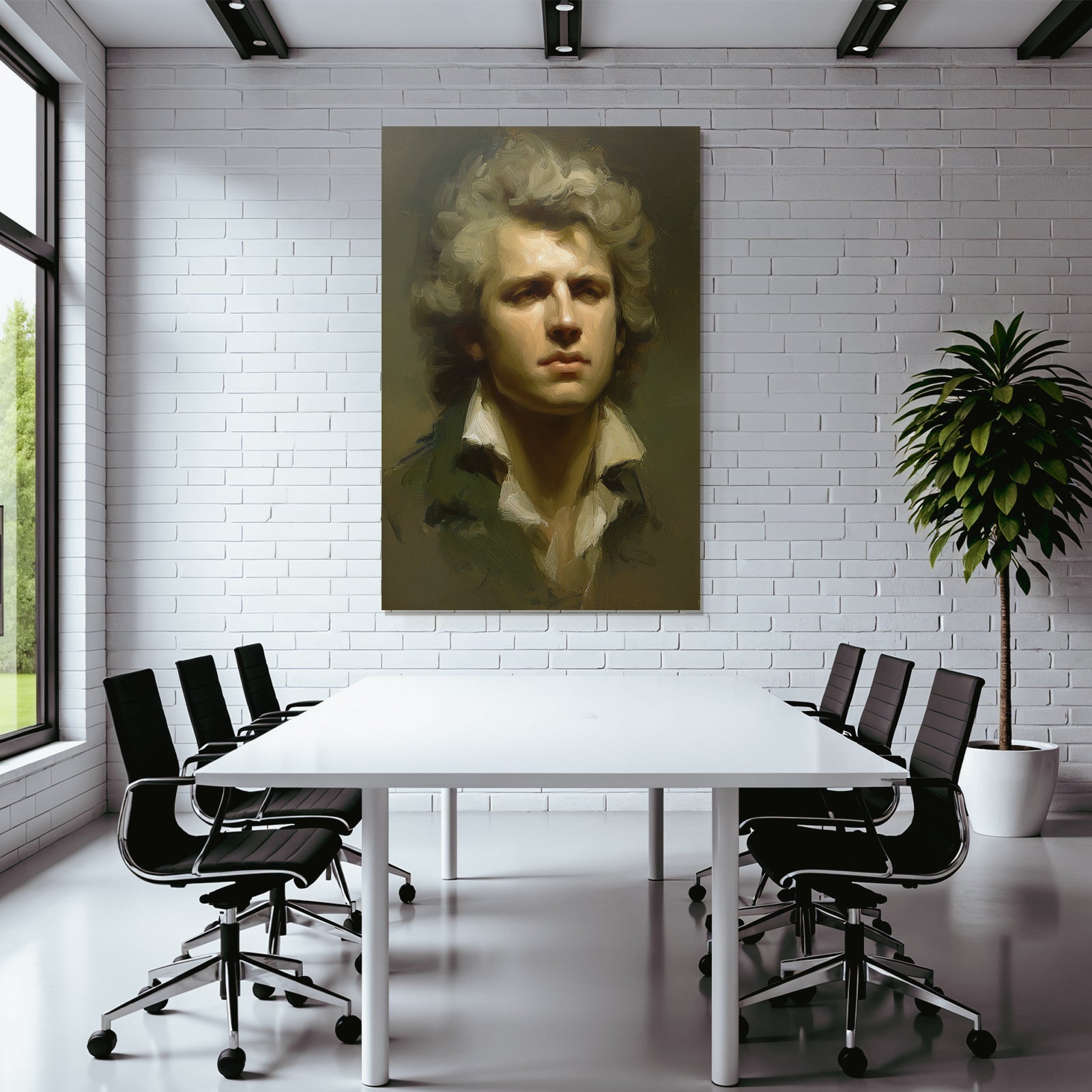 Stylisierte Portrait Eines Jungen Mannes Mit Intensivem Ausdruck