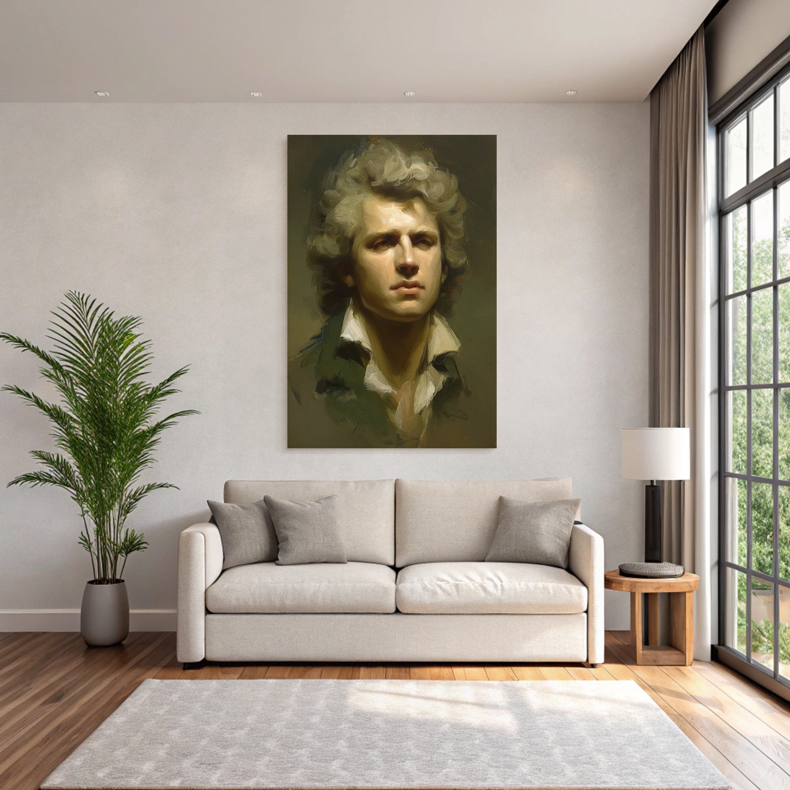 Stylisierte Portrait Eines Jungen Mannes Mit Intensivem Ausdruck