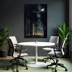Tranquil Mystical Scene Mit Architektur Und Baeumen Unter Dem Mondlicht