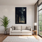 Tranquil Mystical Scene Mit Architektur Und Baeumen Unter Dem Mondlicht