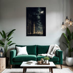 Tranquil Mystical Scene Mit Architektur Und Baeumen Unter Dem Mondlicht