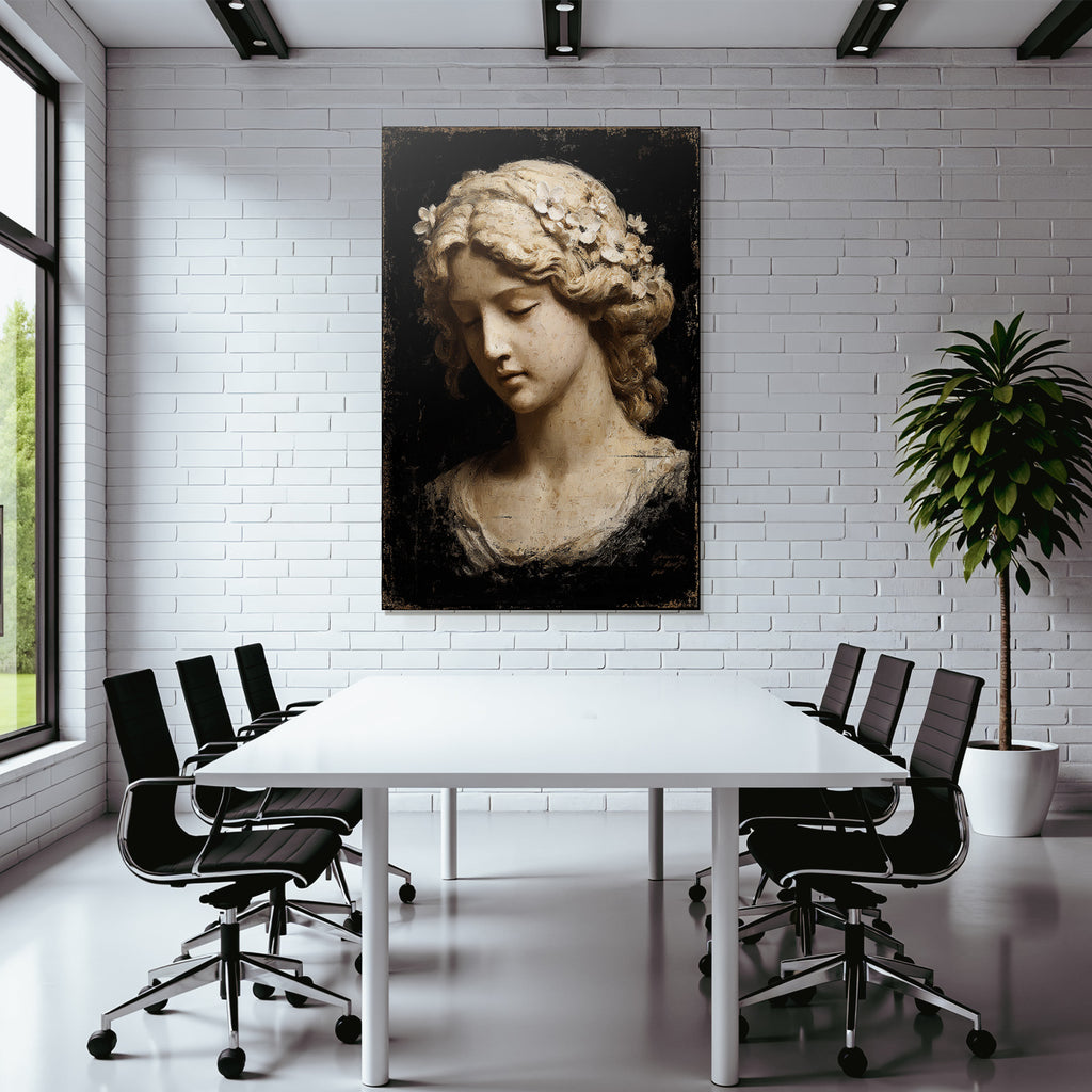 Weibliche Figuren Mit Blumen Und Dunklem Hintergrund