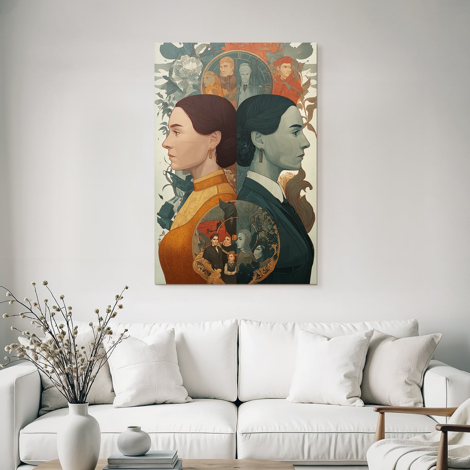 Two Women in a Dance with Floral Motifs