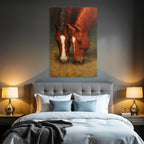 Zwei Pferde Weide Black Mane White Markings Red Brown Color Painted Texture