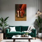 Zwei Pferde Weide Black Mane White Markings Red Brown Color Painted Texture