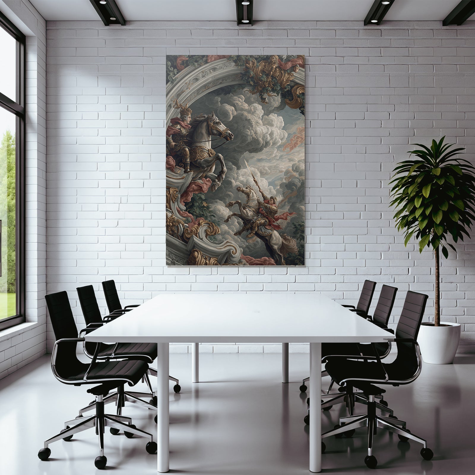 Two Riding Warriors in a Battle Scene Baroque Style