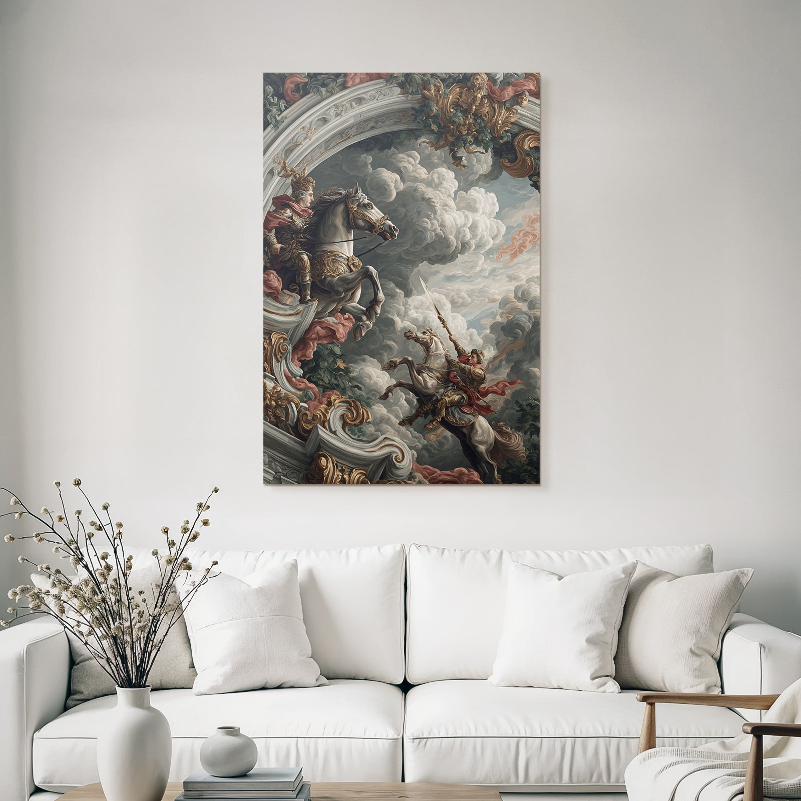 Two Riding Warriors in a Battle Scene Baroque Style