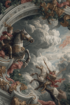 Zwei Reitende Krieger Bei Einer Battle Szene Baroque Stil | Klassisch | Einrichtungsstile
