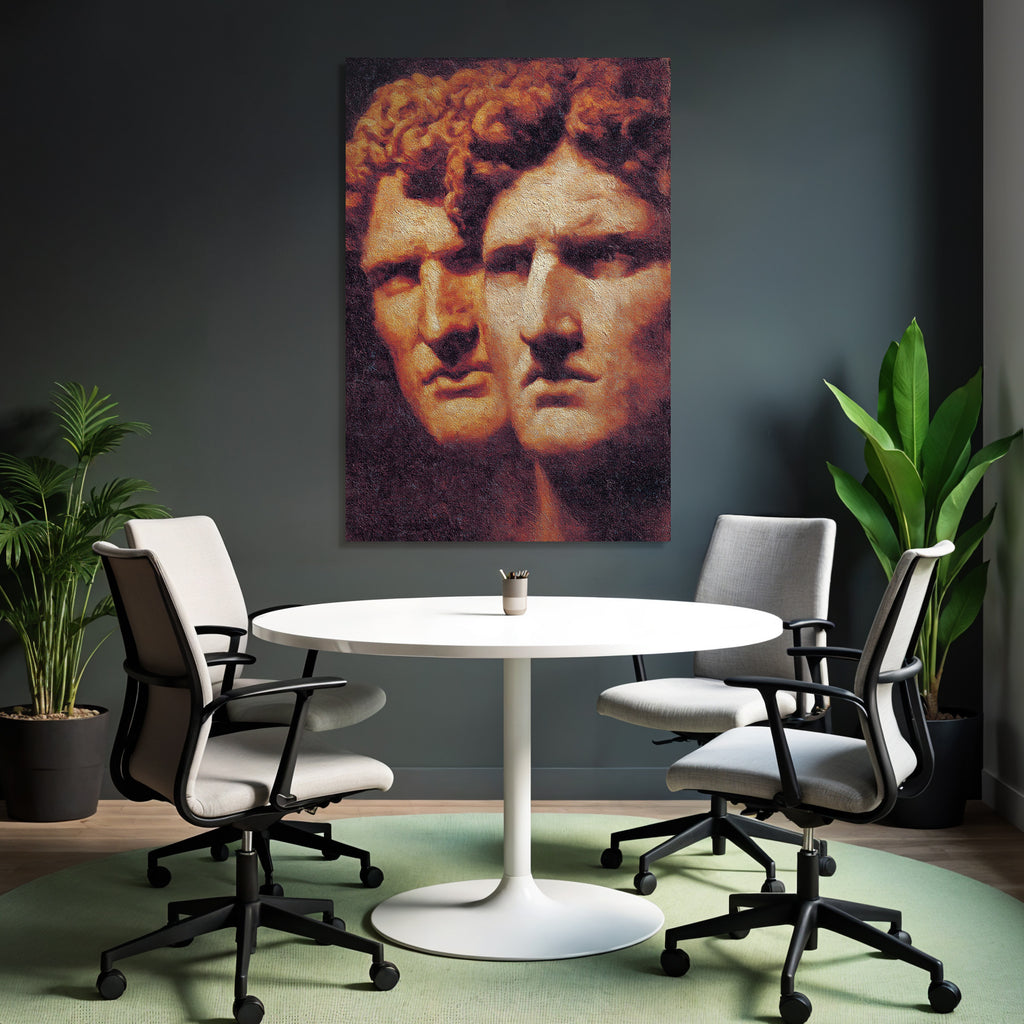 Two Stylized Human Faces Artwork Emotional Representation