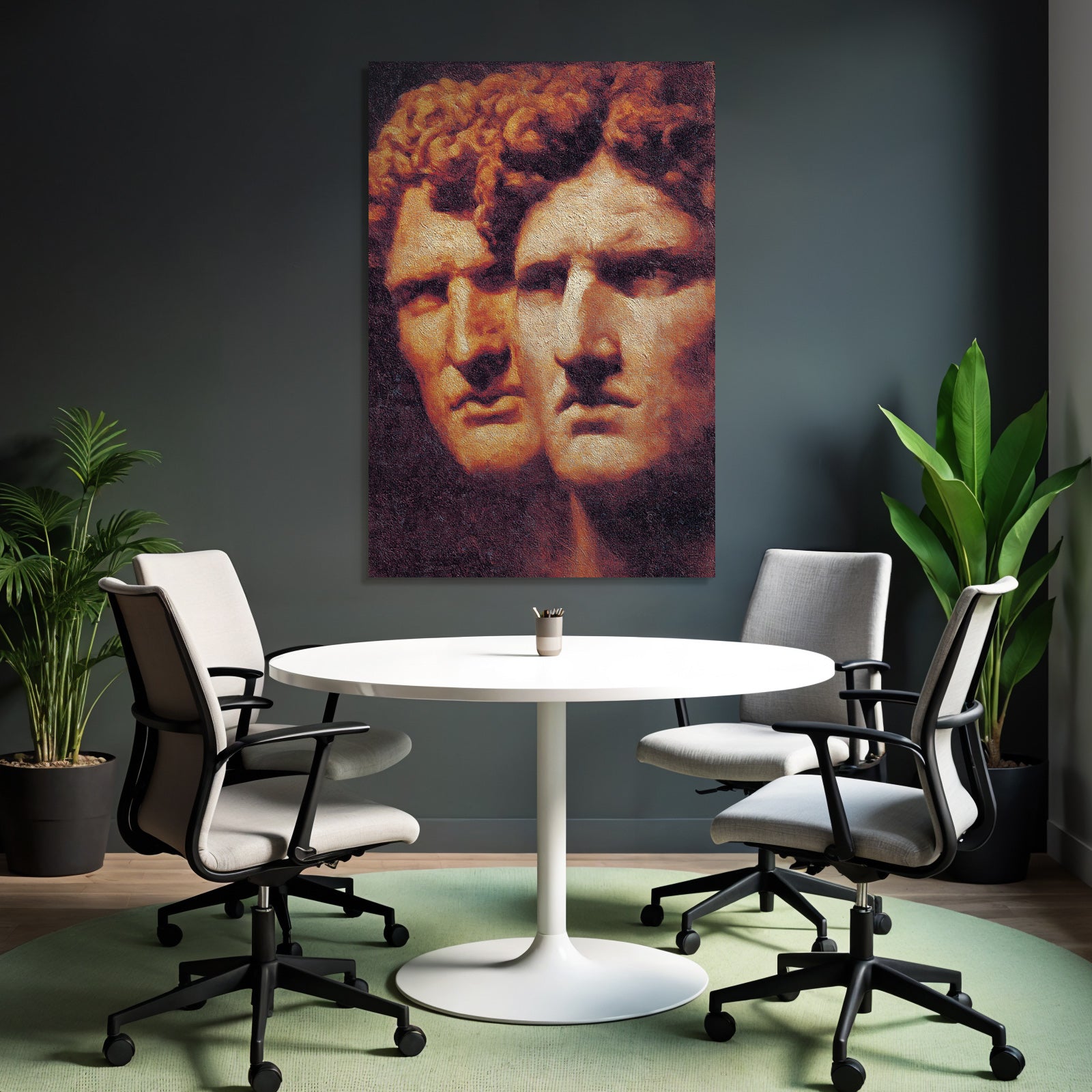 Two Stylized Human Faces Artwork Emotional Representation