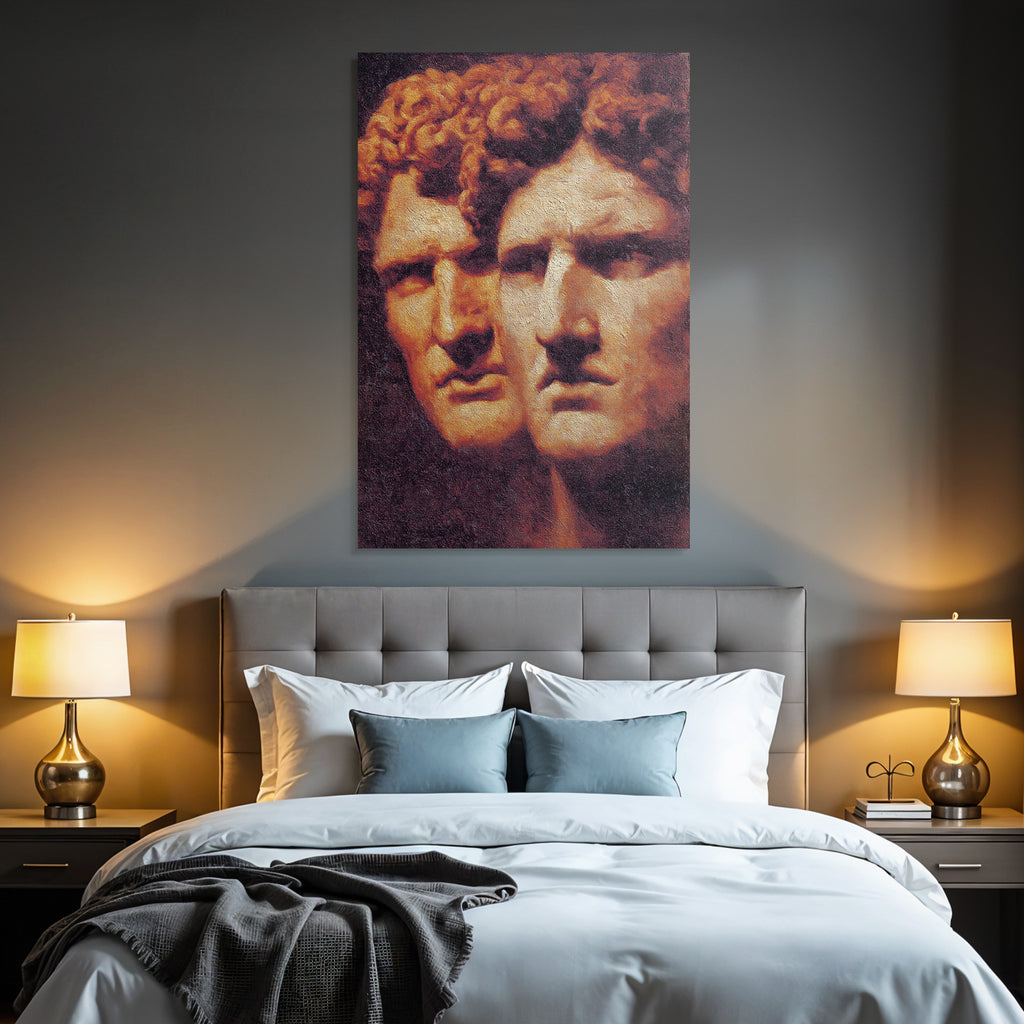 Two Stylized Human Faces Artwork Emotional Representation