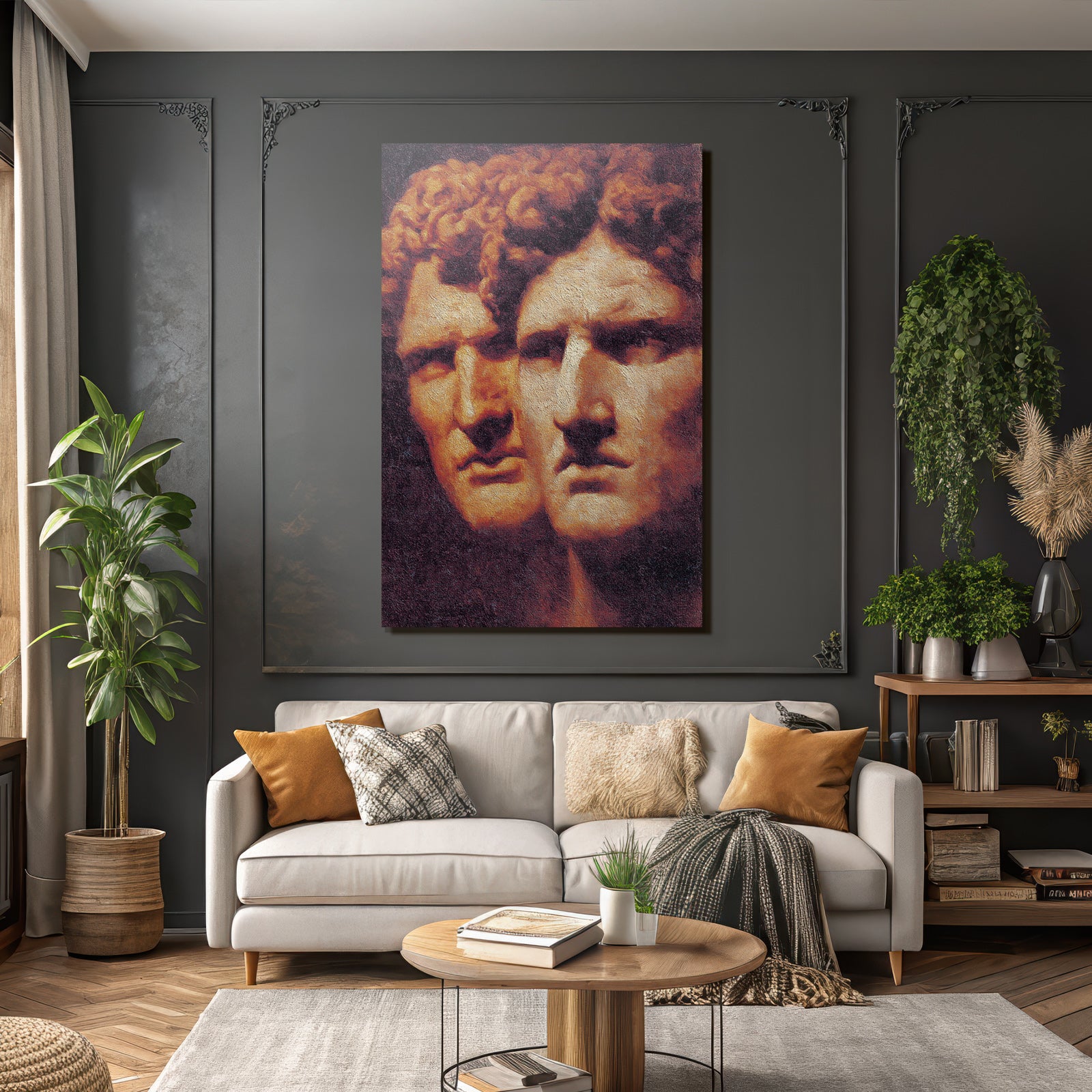 Two Stylized Human Faces Artwork Emotional Representation