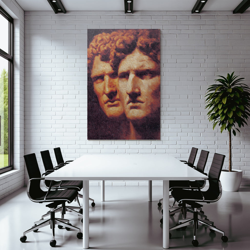 Two Stylized Human Faces Artwork Emotional Representation