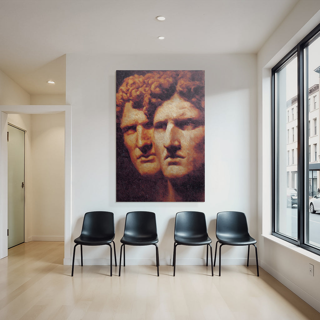 Two Stylized Human Faces Artwork Emotional Representation