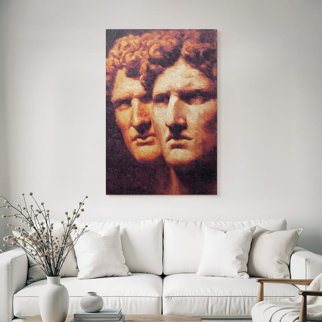 Two Stylized Human Faces Artwork Emotional Representation