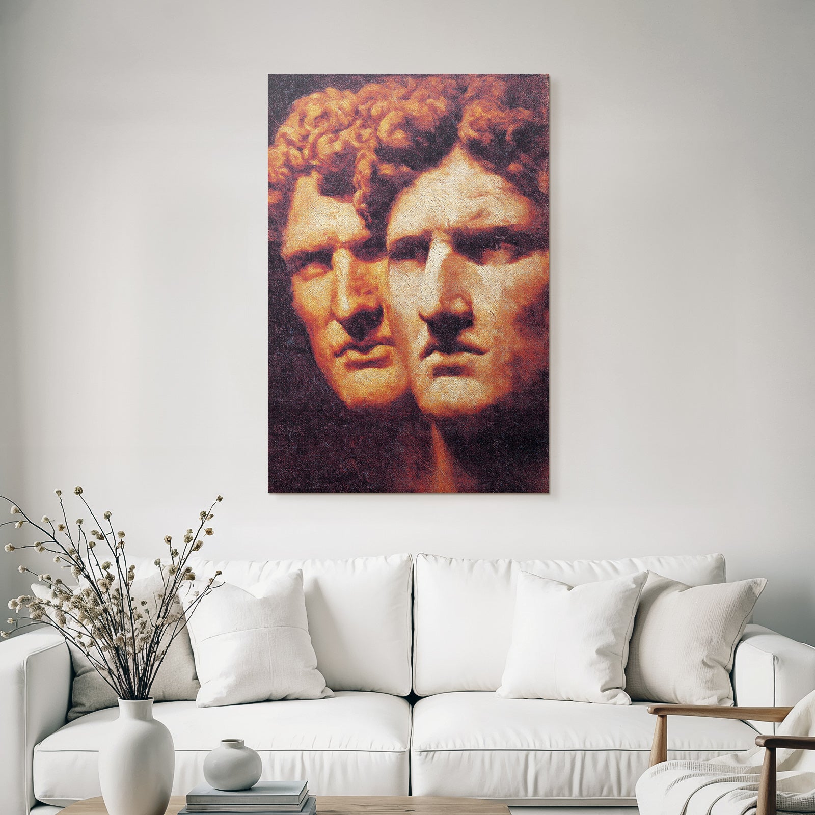 Two Stylized Human Faces Artwork Emotional Representation