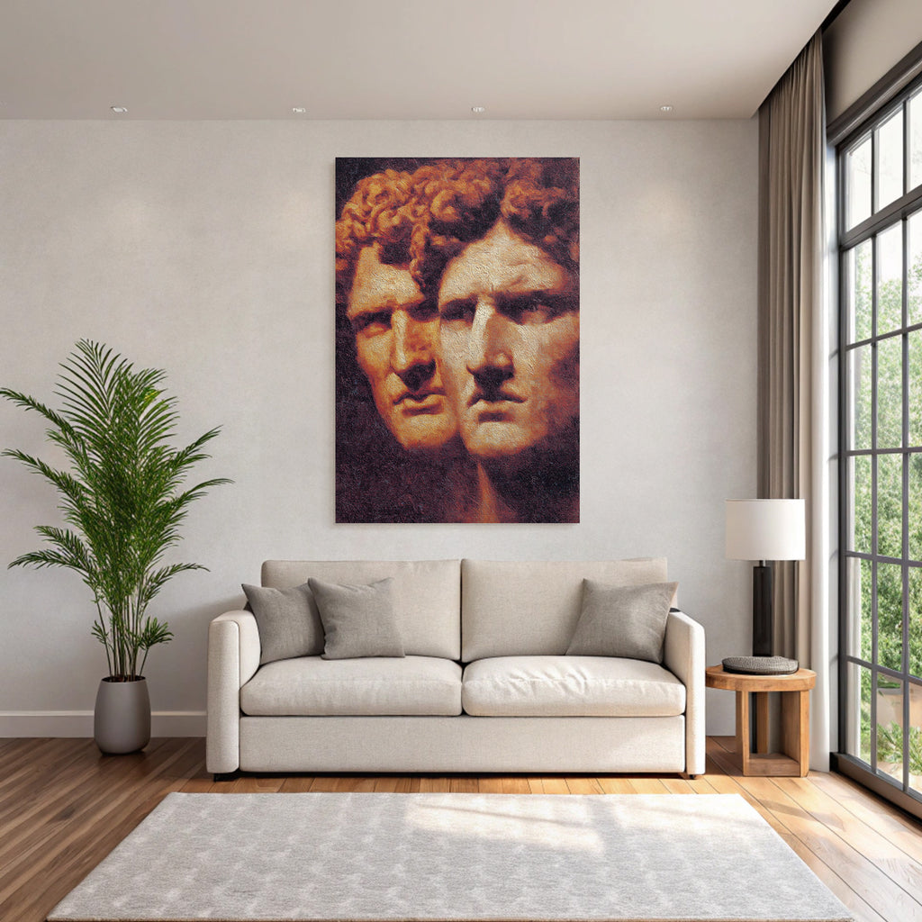 Two Stylized Human Faces Artwork Emotional Representation