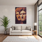 Two Stylized Human Faces Artwork Emotional Representation