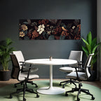 Blumen Blaetter Vogel Kunstwerk Auf Dunklem Hintergrund