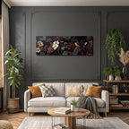 Blumen Blaetter Vogel Kunstwerk Auf Dunklem Hintergrund
