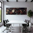 Blumen Blaetter Vogel Kunstwerk Auf Dunklem Hintergrund