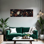 Blumen Blaetter Vogel Kunstwerk Auf Dunklem Hintergrund