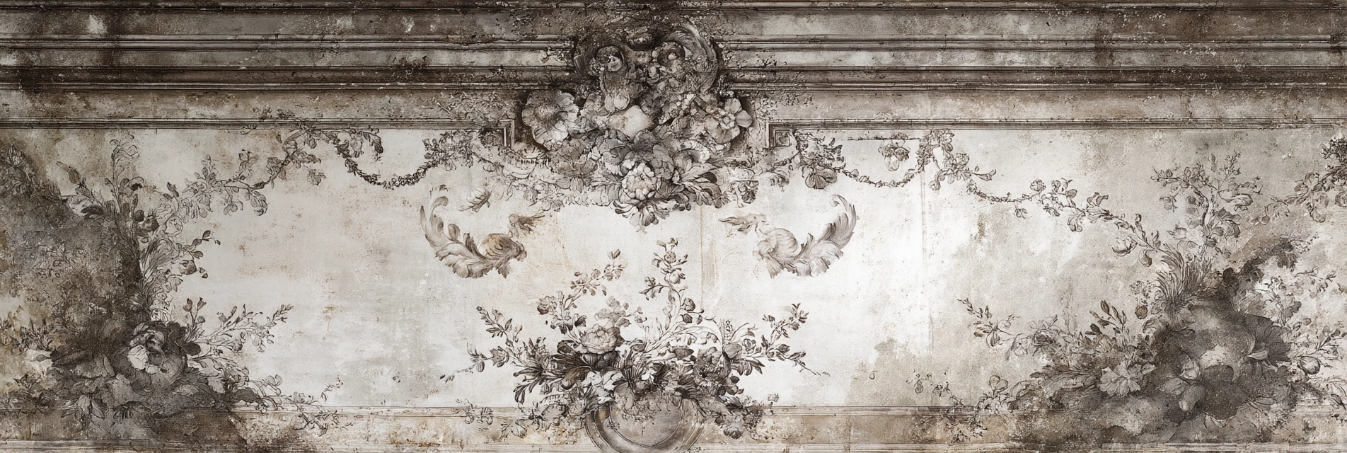 Dekoratives Wandgemaelde Florale Muster Barockstil Alt Rustikal | Klassisch | Einrichtungsstile