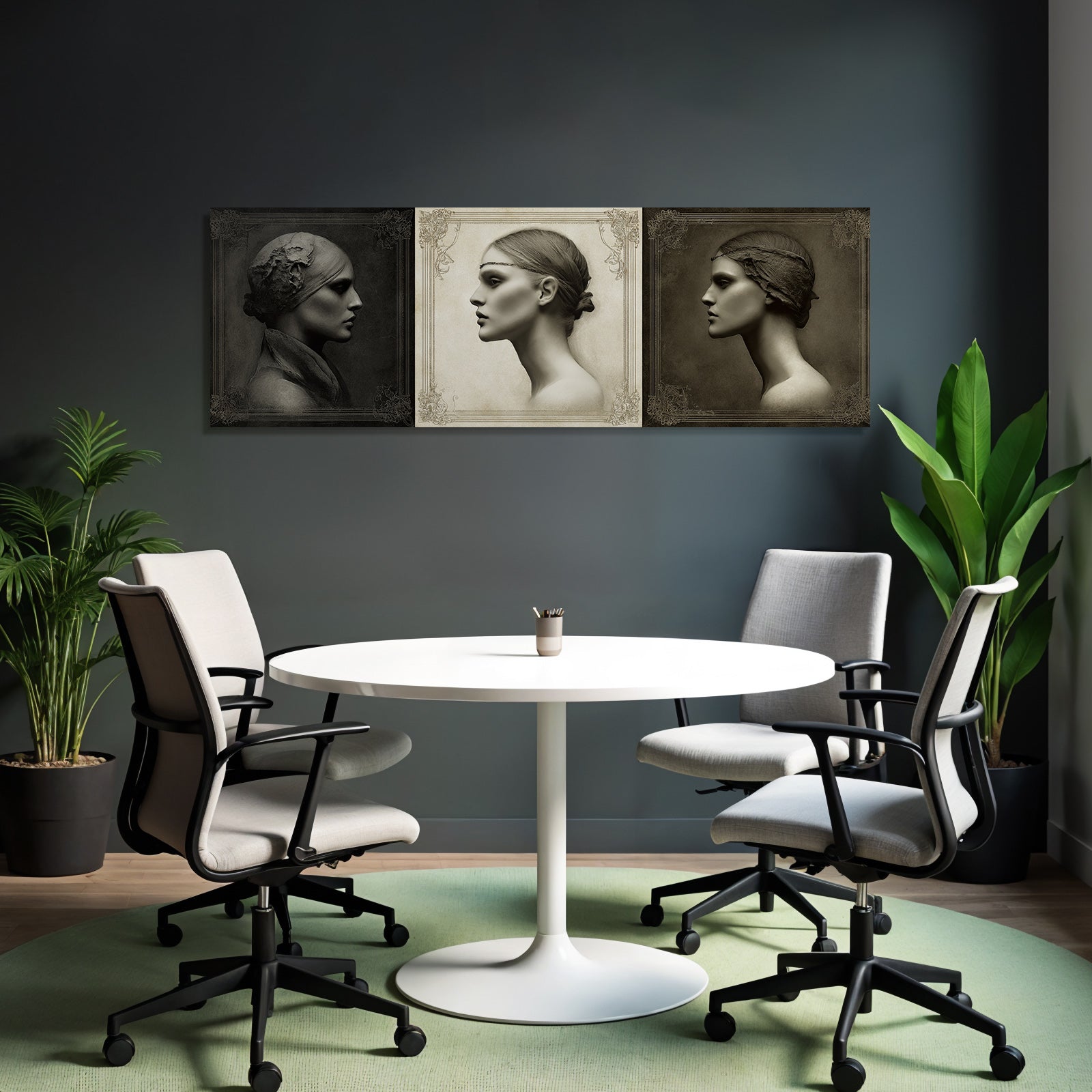 Drei Profile Einer Frau Kunstwerk Stilvolle Portraets