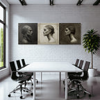Drei Profile Einer Frau Kunstwerk Stilvolle Portraets