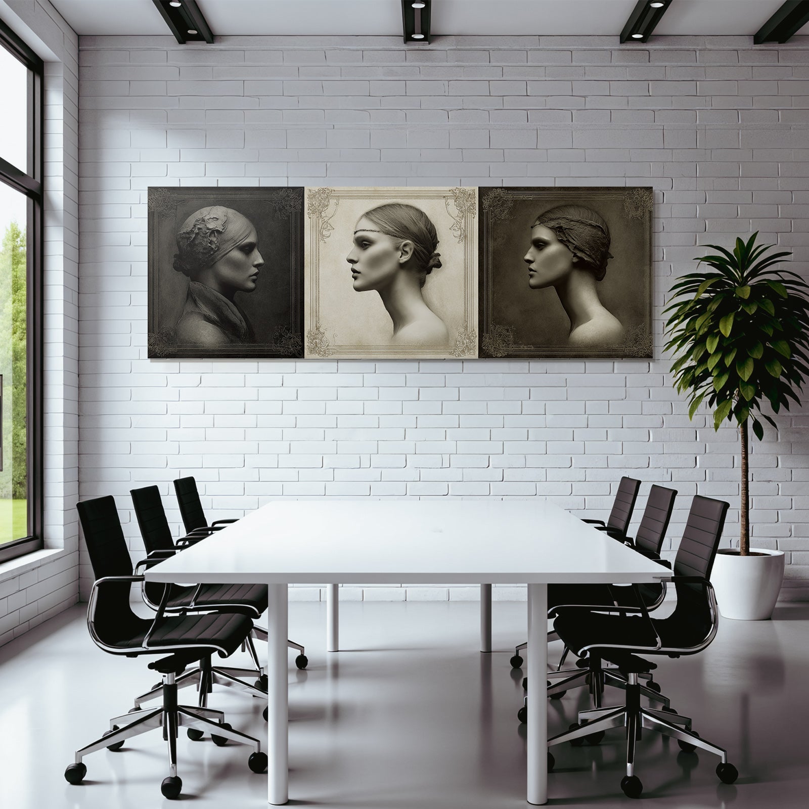 Drei Profile Einer Frau Kunstwerk Stilvolle Portraets