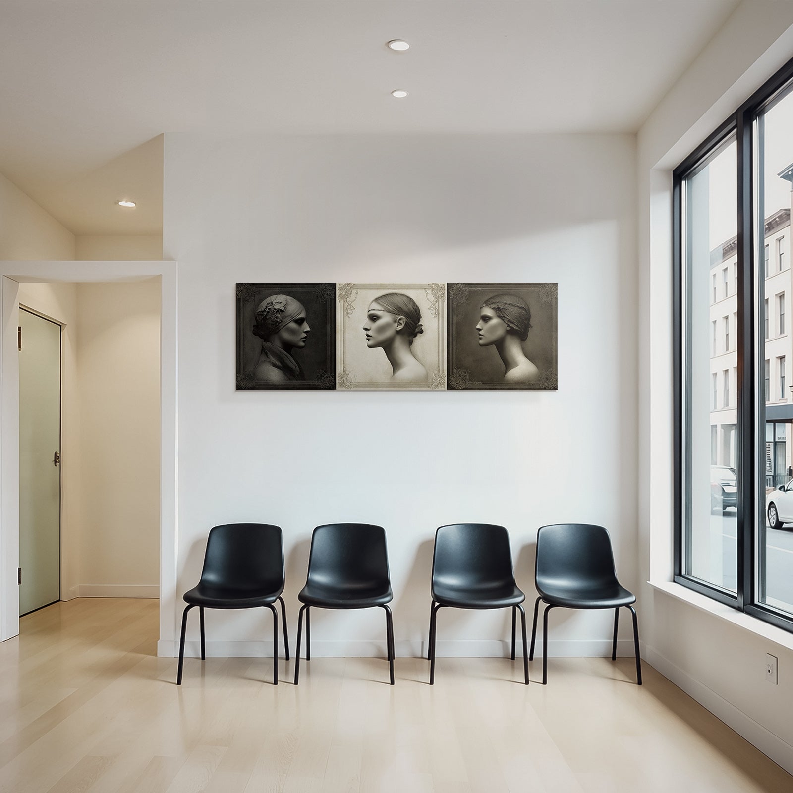 Drei Profile Einer Frau Kunstwerk Stilvolle Portraets