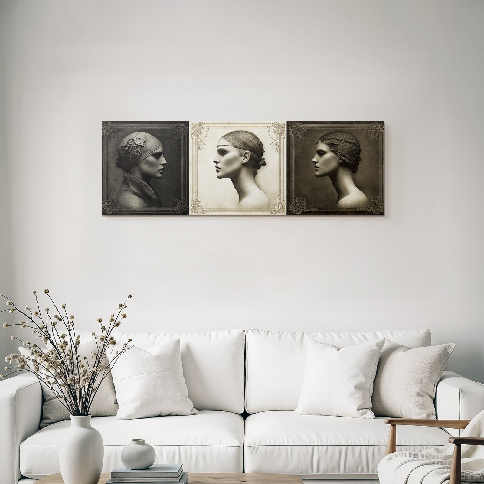 Drei Profile Einer Frau Kunstwerk Stilvolle Portraets