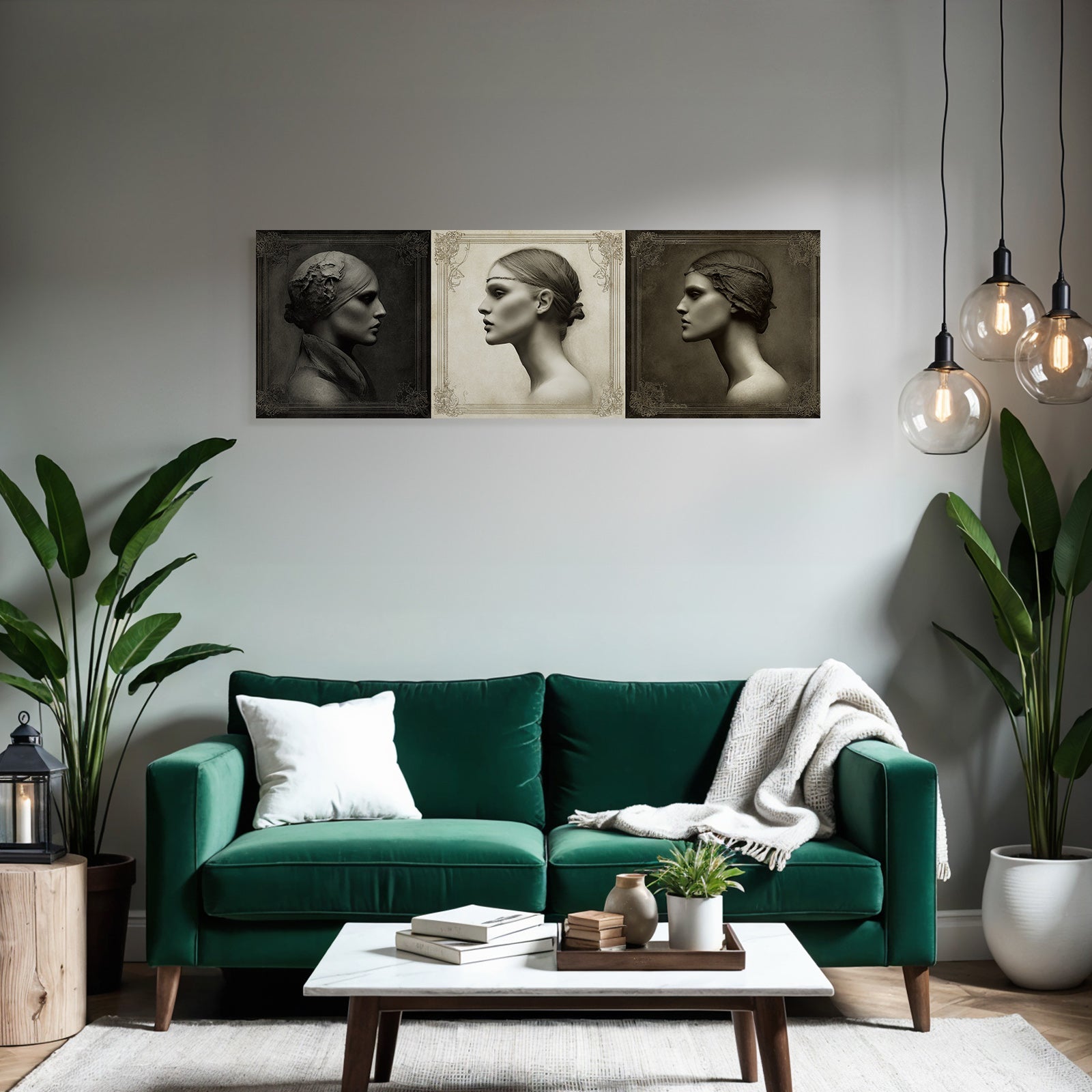 Drei Profile Einer Frau Kunstwerk Stilvolle Portraets