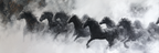 Dynamische Horses In Schwarz Mit Abstrahierter Hintergrund | Klassisch | Einrichtungsstile