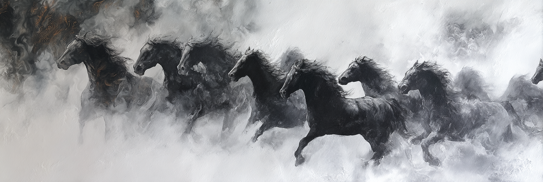 Dynamische Horses In Schwarz Mit Abstrahierter Hintergrund | Klassisch | Einrichtungsstile