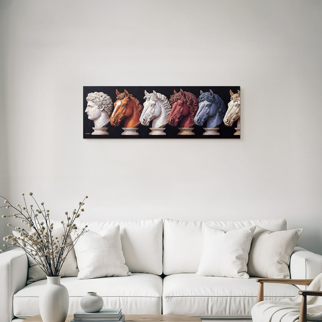 E Humanfigur Und Modern Bunt Horse Heads Skulpturen