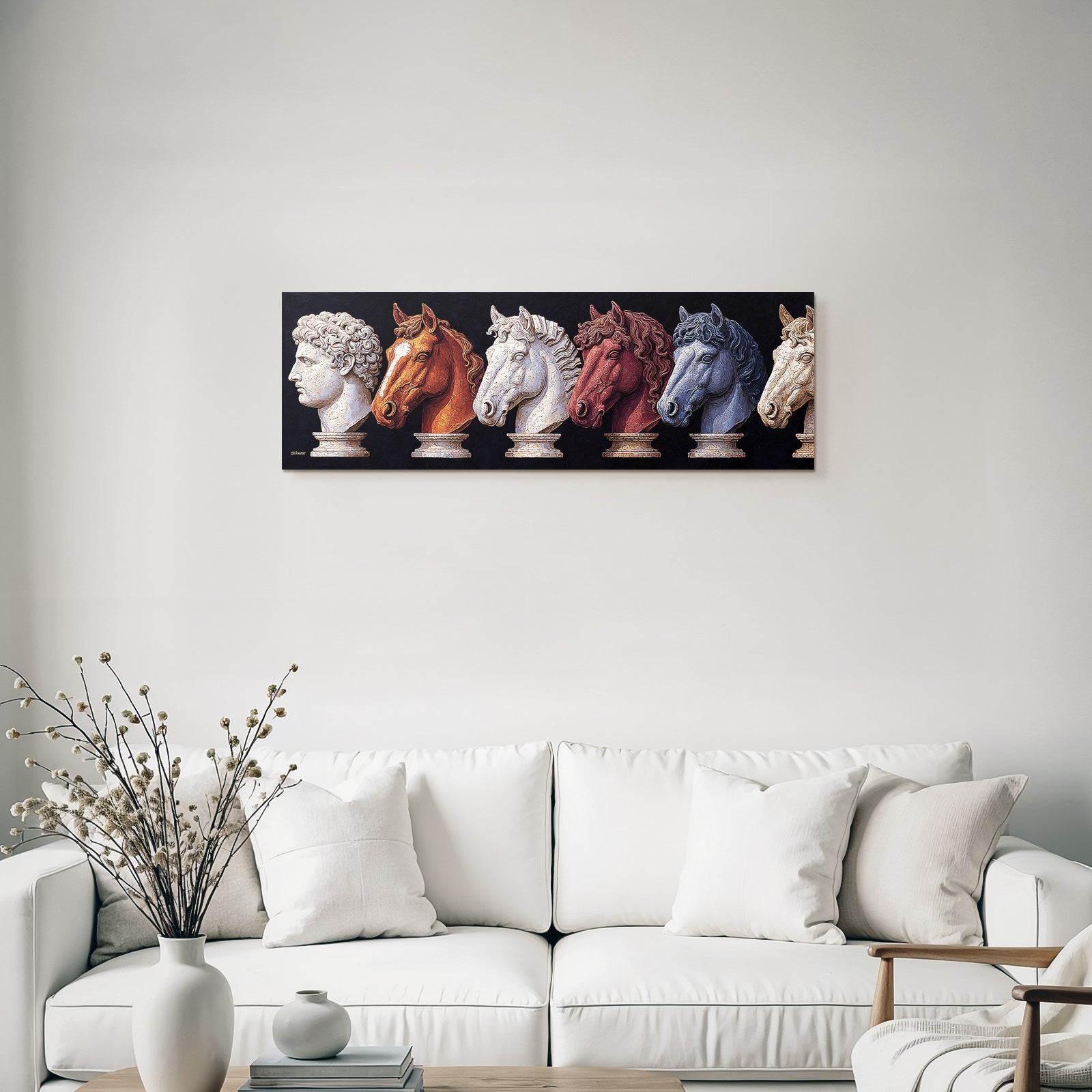 E Humanfigur Und Modern Bunt Horse Heads Skulpturen