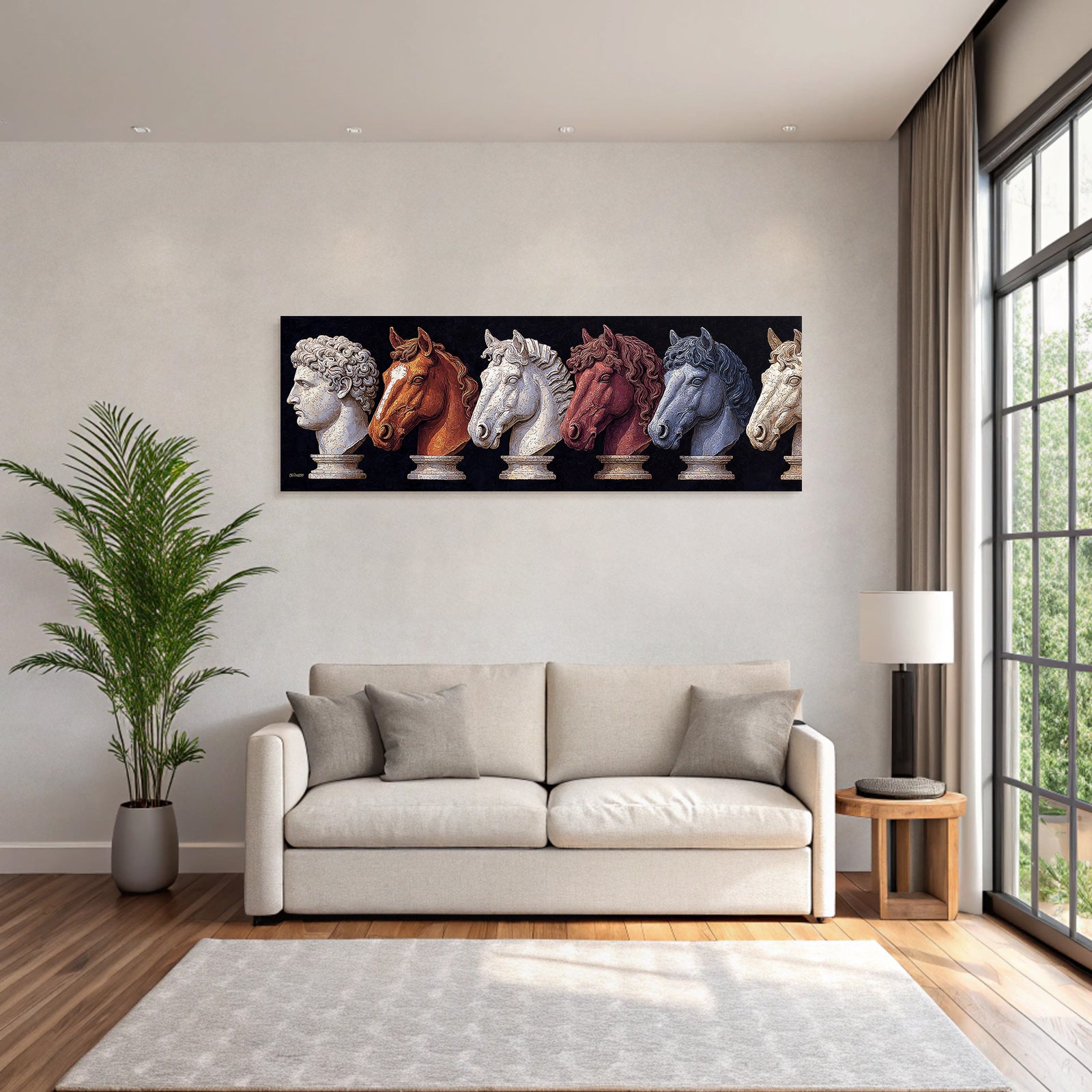 E Humanfigur Und Modern Bunt Horse Heads Skulpturen