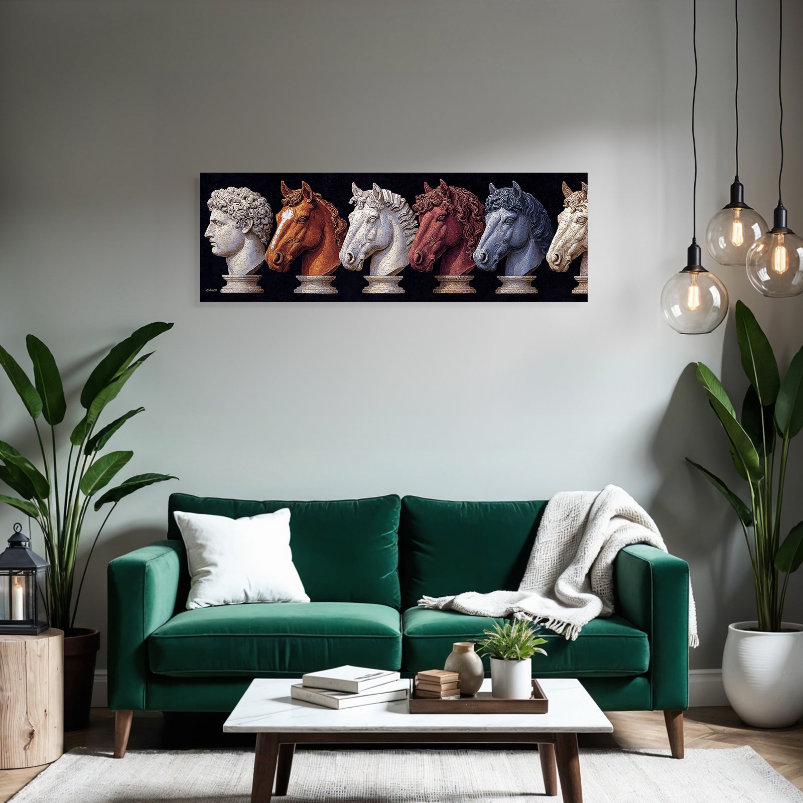 E Humanfigur Und Modern Bunt Horse Heads Skulpturen