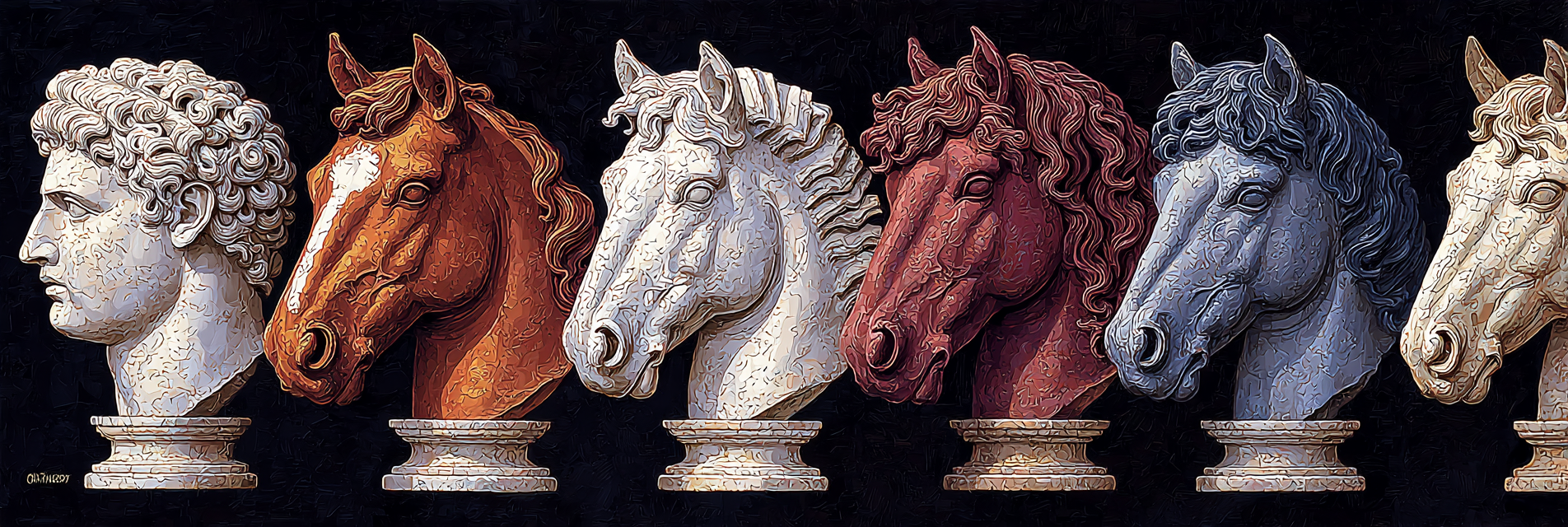E Humanfigur Und Modern Bunt Horse Heads Skulpturen | Klassisch | Einrichtungsstile