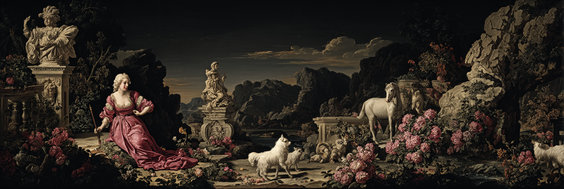 E Landschaft Mit Frau Fauna Und Statue | Klassisch | Einrichtungsstile
