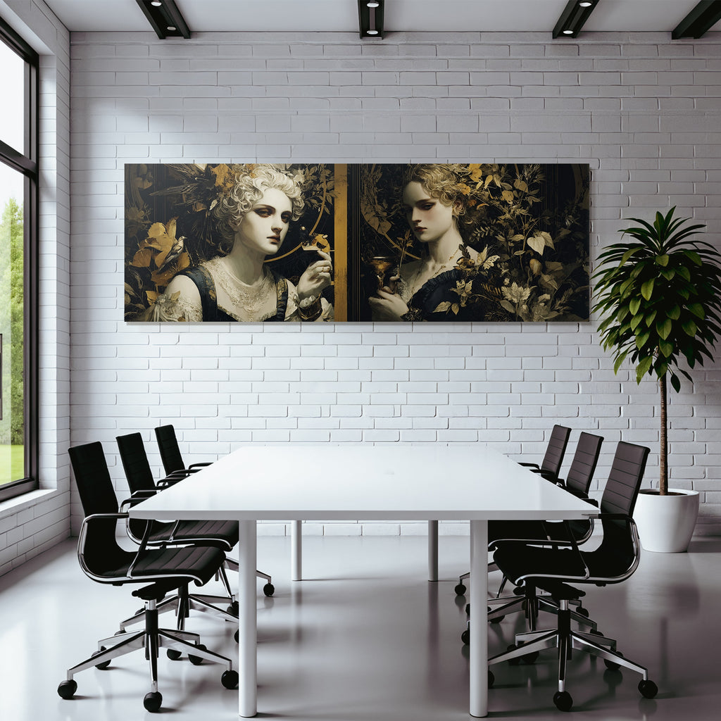 Elegante Frauen Mit Blumen Kuenstlerische Darstellung