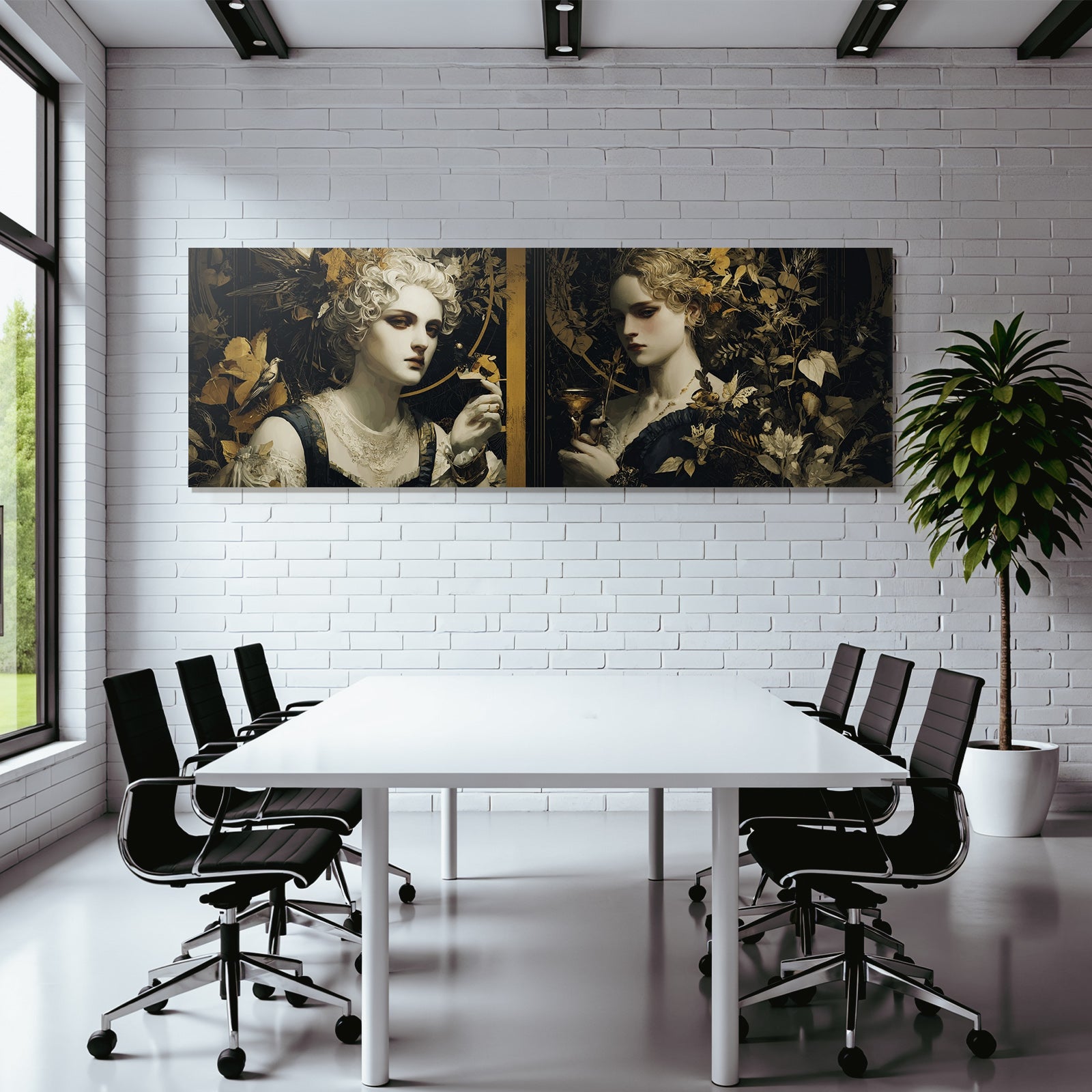 Elegante Frauen Mit Blumen Kuenstlerische Darstellung