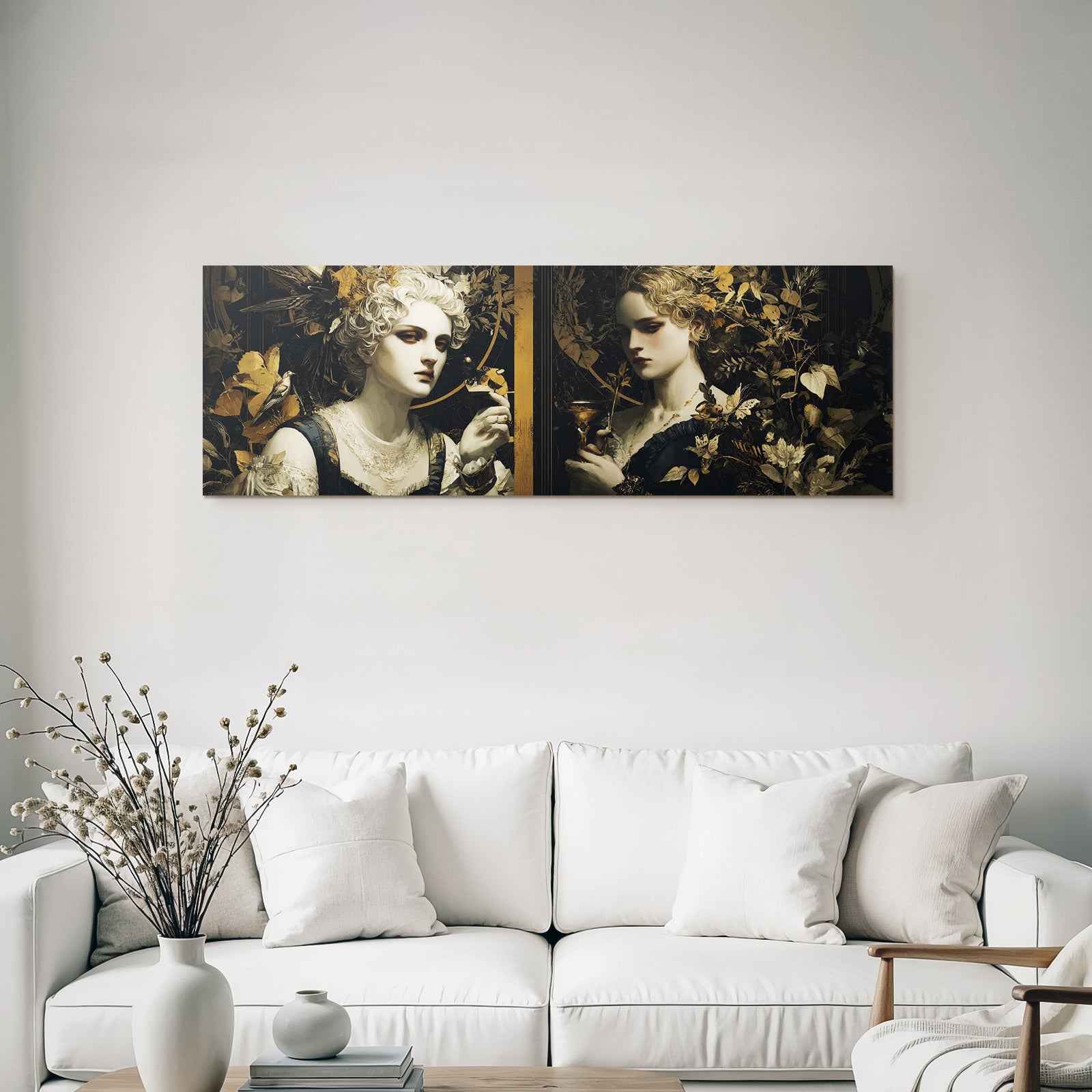 Elegante Frauen Mit Blumen Kuenstlerische Darstellung