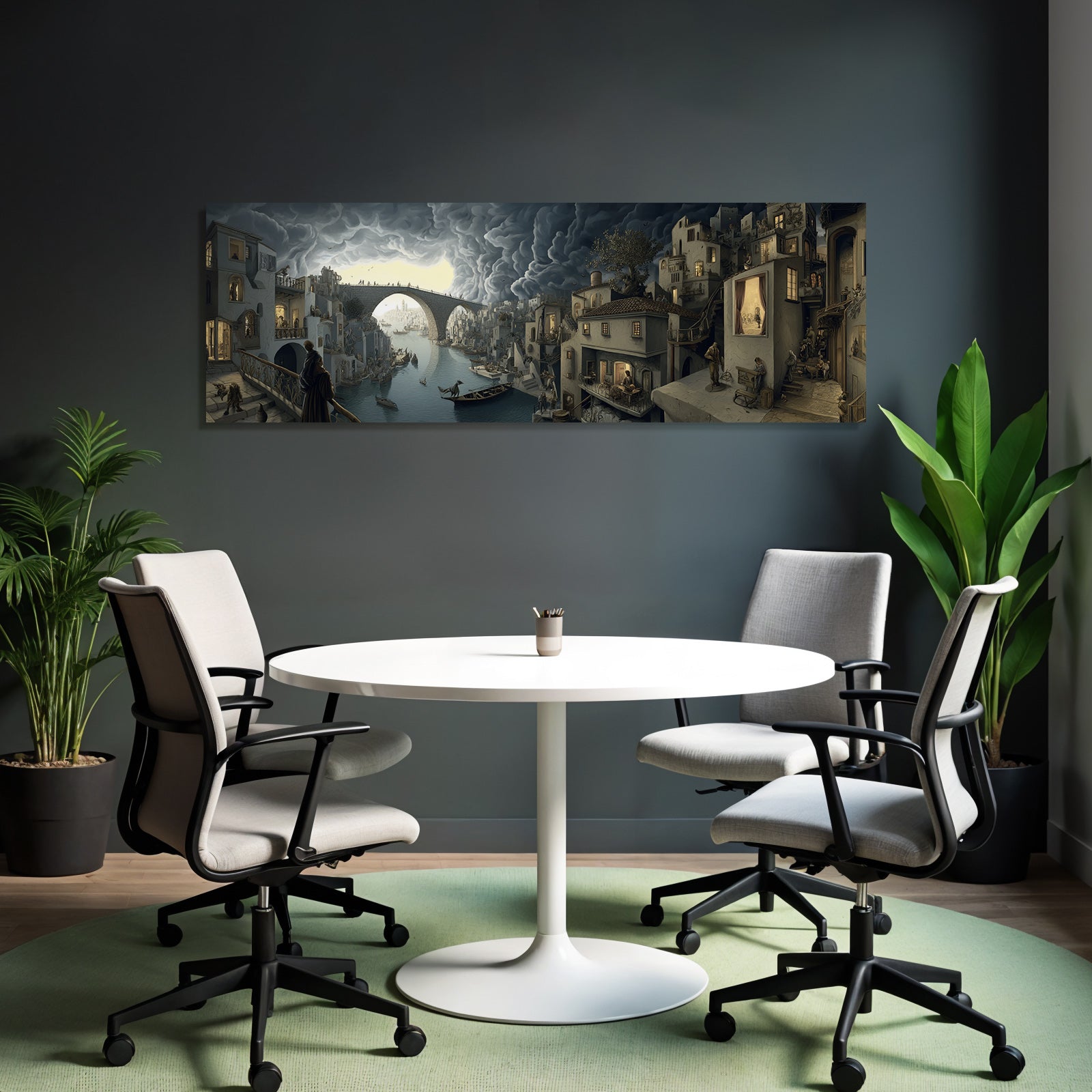 Fantastische Landschaft Mit Architektur Und Fluss